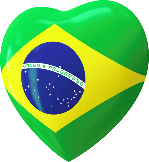 Heart country flag Brazil 3d