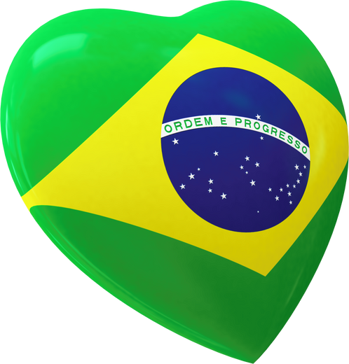 Heart country flag Brazil 3d